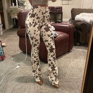 Zara cow print jeans